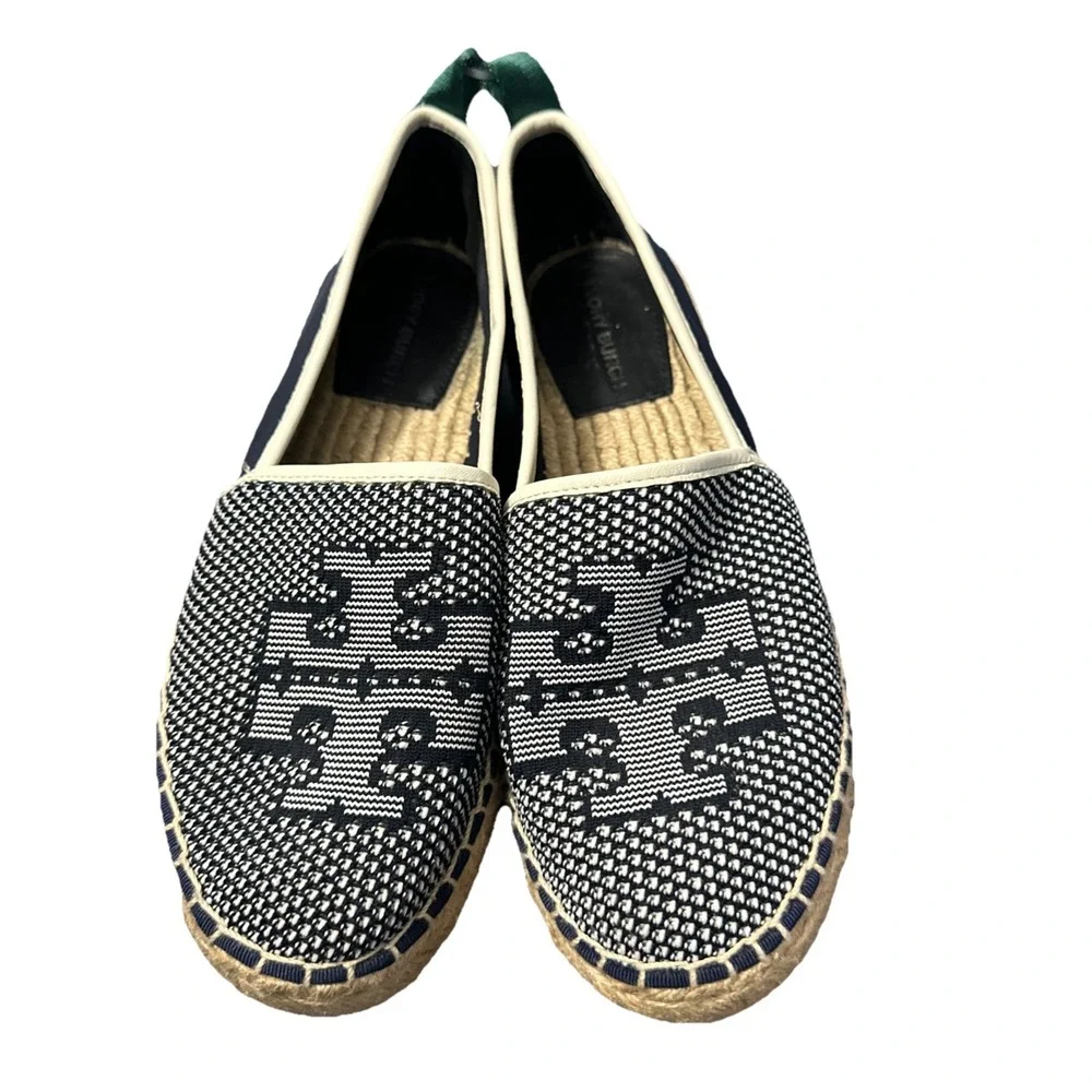 Tory Burch Miranda Navy Lug Sole Platform Espadrille Shoes Women's Size 8.5